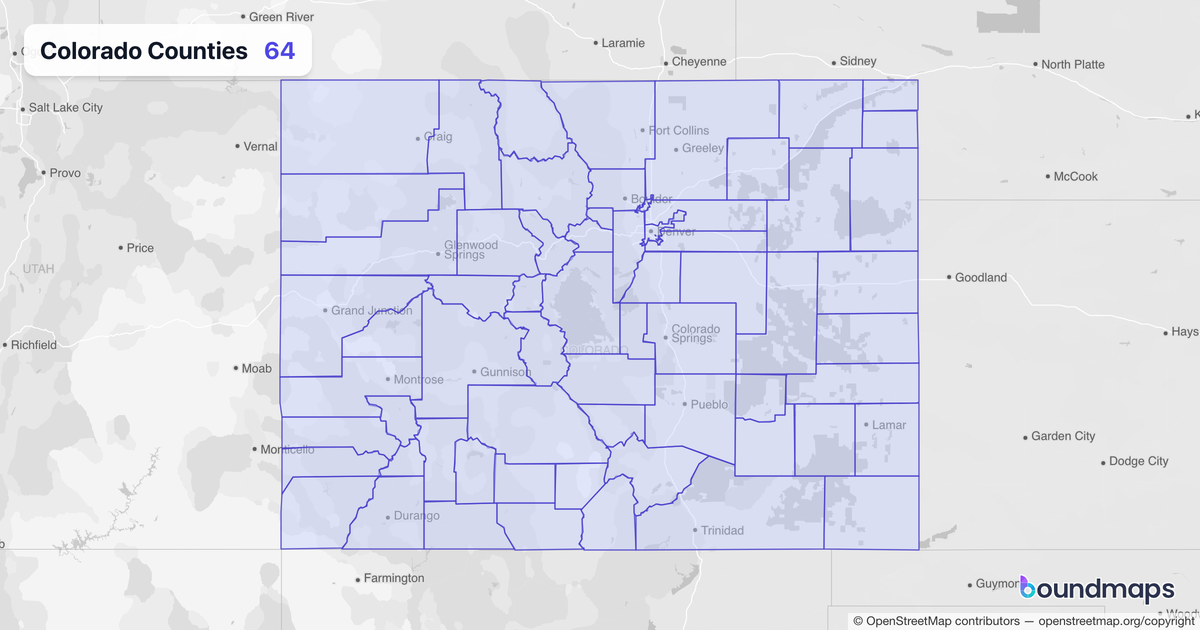 Colorado Counties boundary map