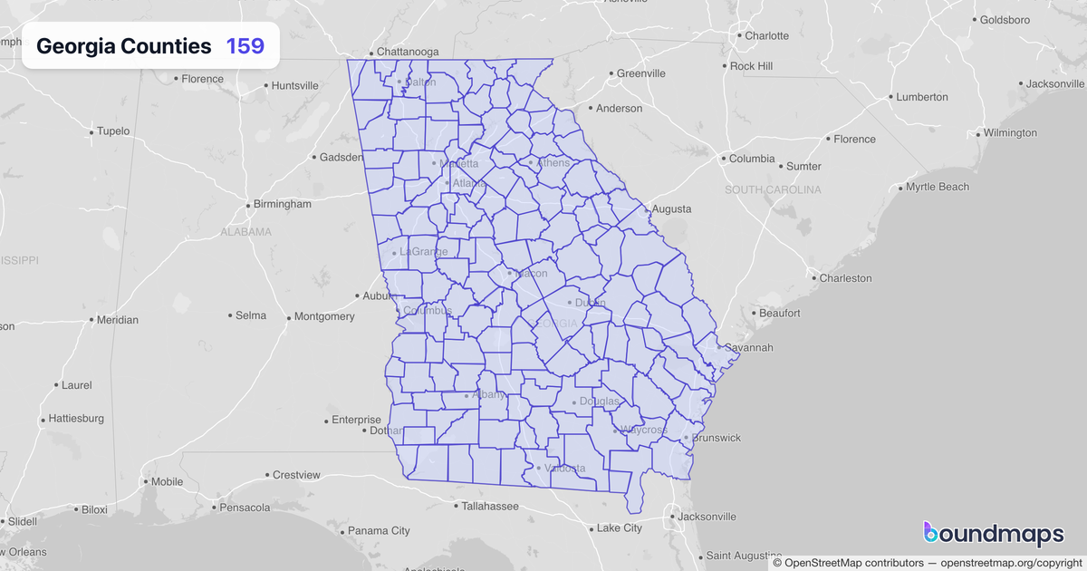 Georgia Counties boundary map