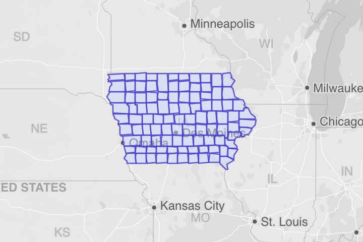 Iowa – KML Boundary File Download (Free)