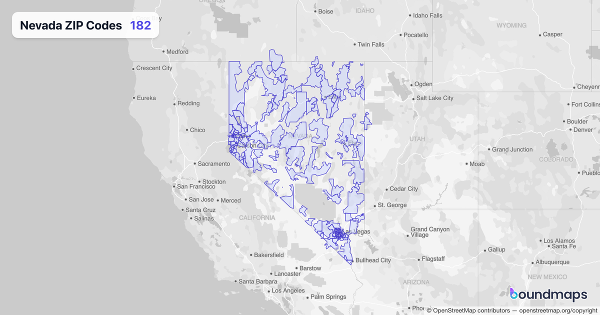 Nevada ZIP Codes boundary map